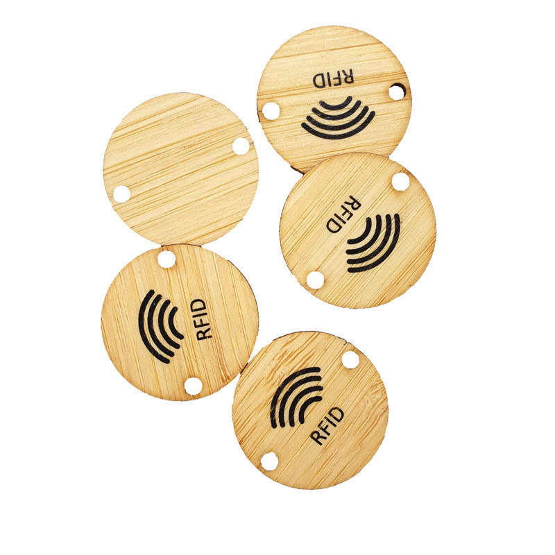 RFID Wooden Small Cards with Punch Holes Woven Fabric Wooden Card Wristband