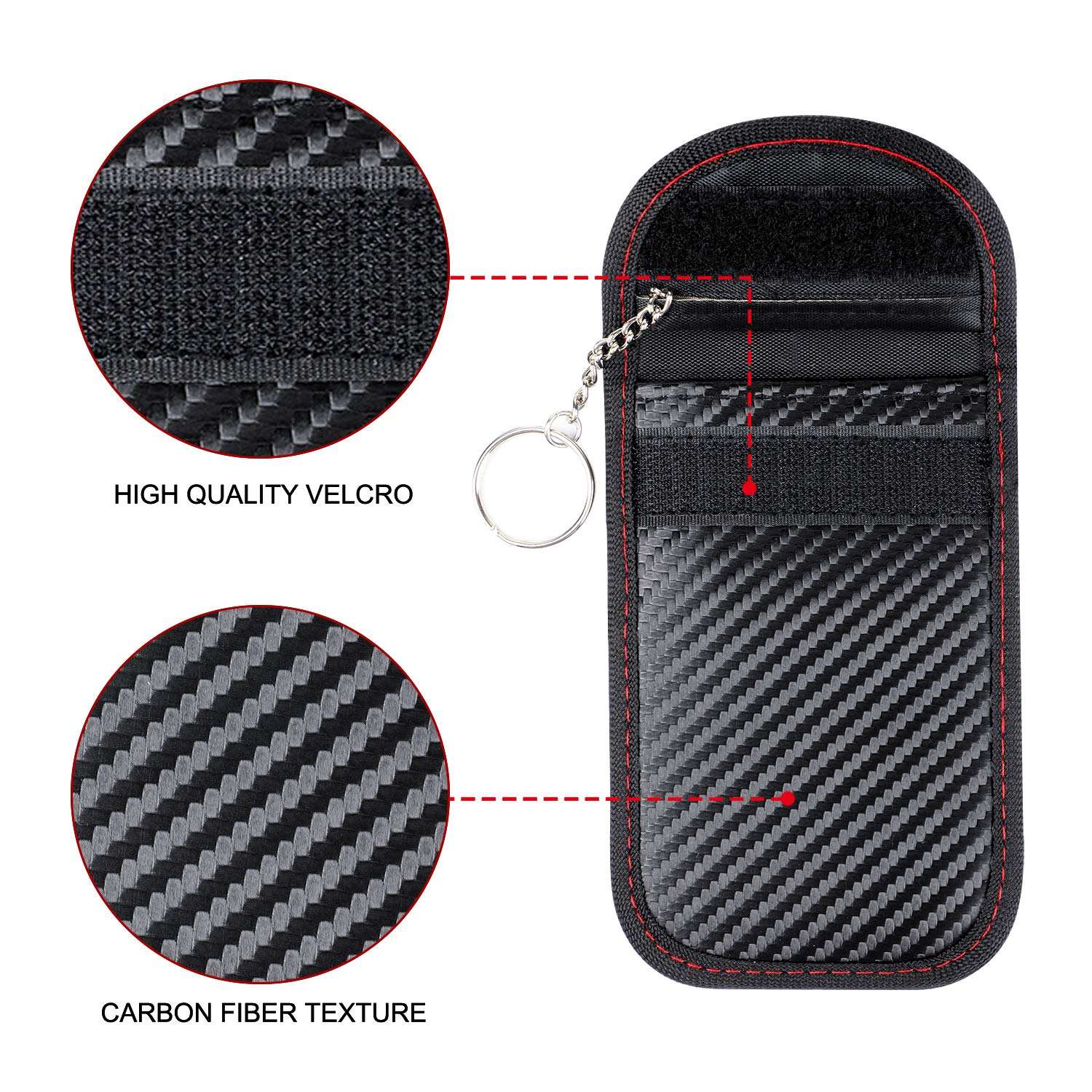Customized Logo Carbon Fiber Signal Blocking Pouches RFID Car Key Blocking Wallet