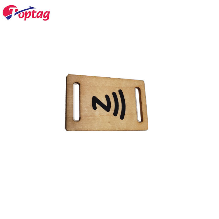 Custom QR Code LF NFC Rectangle Small Card RFID Bamboo Wooden Card with Woven Wristband