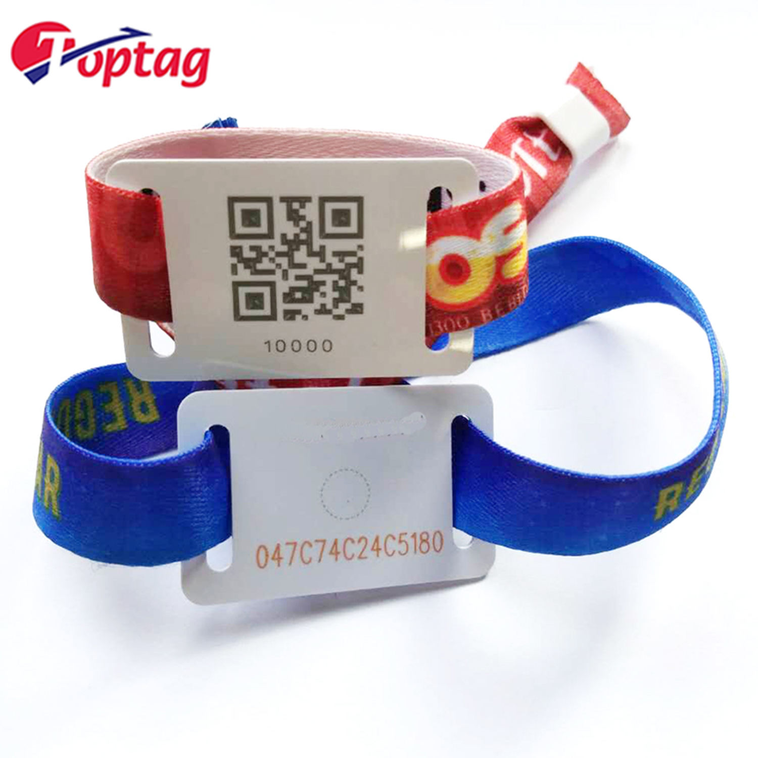 Fabric ID Bracelet 13.56MHz NFC RFID Woven Wristband with QR code