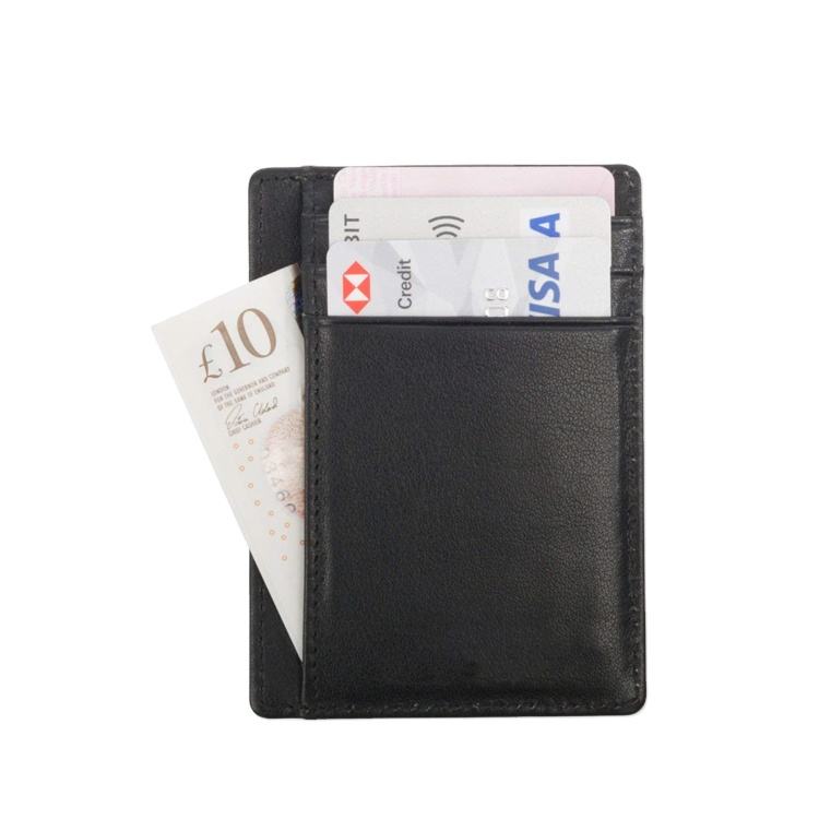 Branding Debossed Logo Soft Leather Credit Card Holder, Slim RFID Blocking Wallet