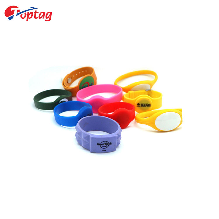 Toptag waterproof durable RFID 13.56mhz silicone wristband with watchband