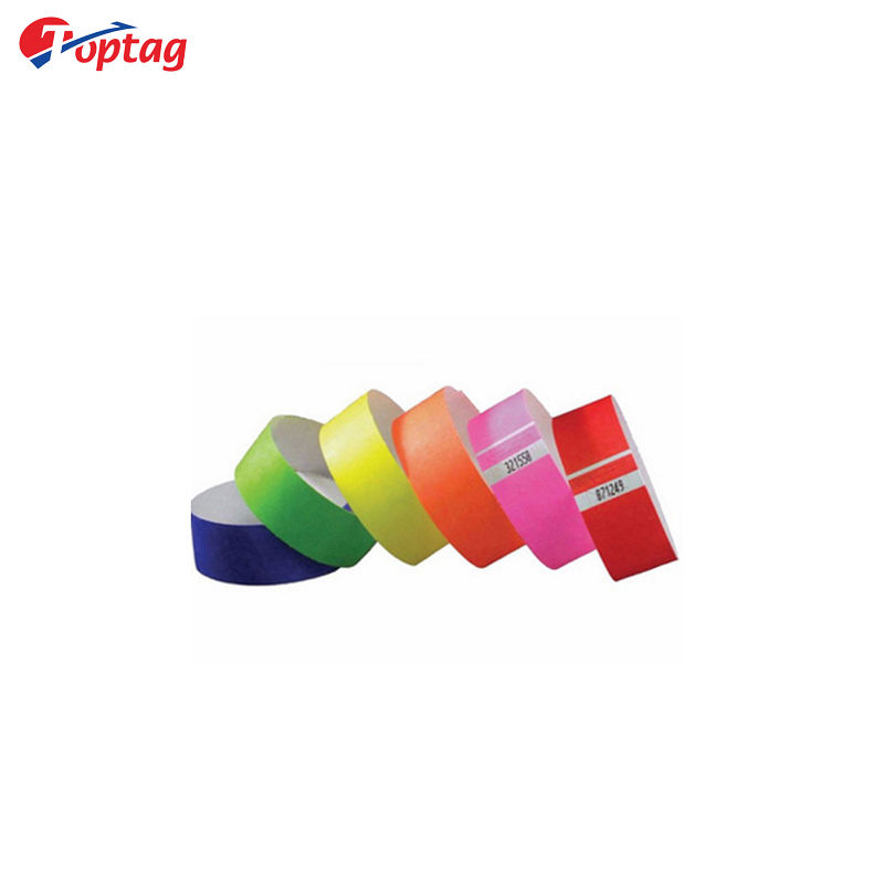 Toptag factory direct sale waterproof RFID 13.56mhz paper wristband for events