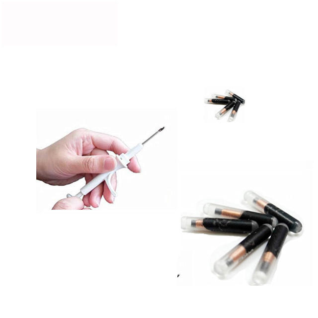 rfid glass capsule microchip tag with syringe For animal Identification glass sticker rfid tag