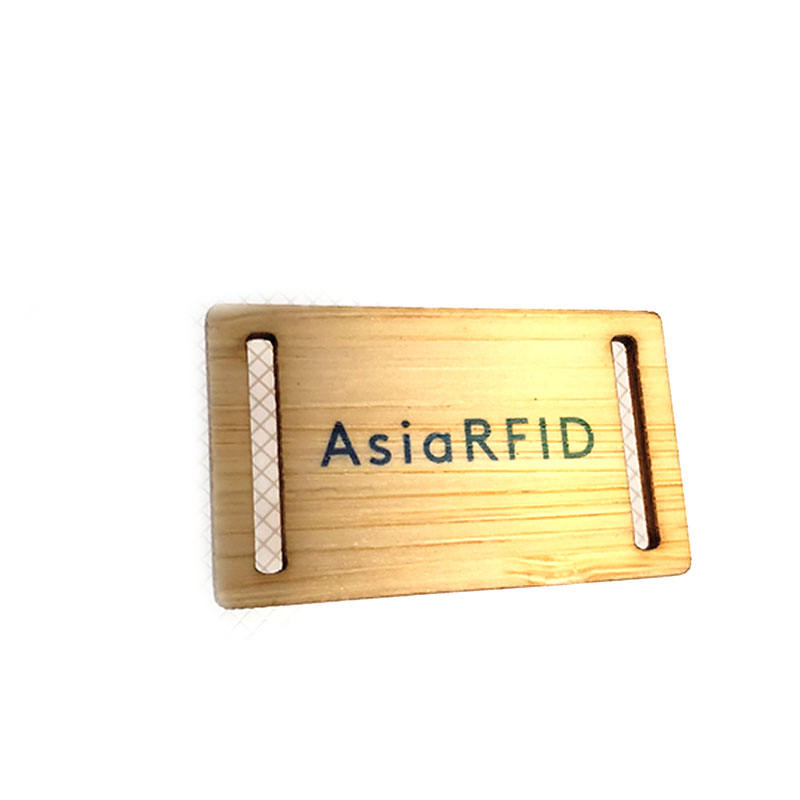 RFID Wooden Small Cards with Punch Holes Woven Fabric Wooden Card Wristband