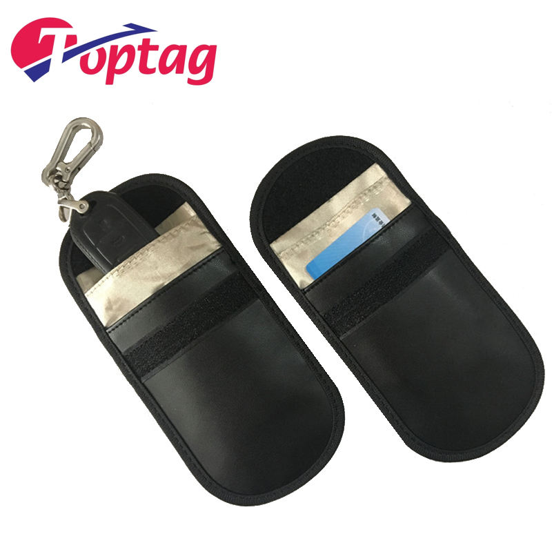 Hot Selling RFID Blocking Car Key Case Faraday Key Fob Protector Key Fob Signal Blocking Pouch bag with Key Chain