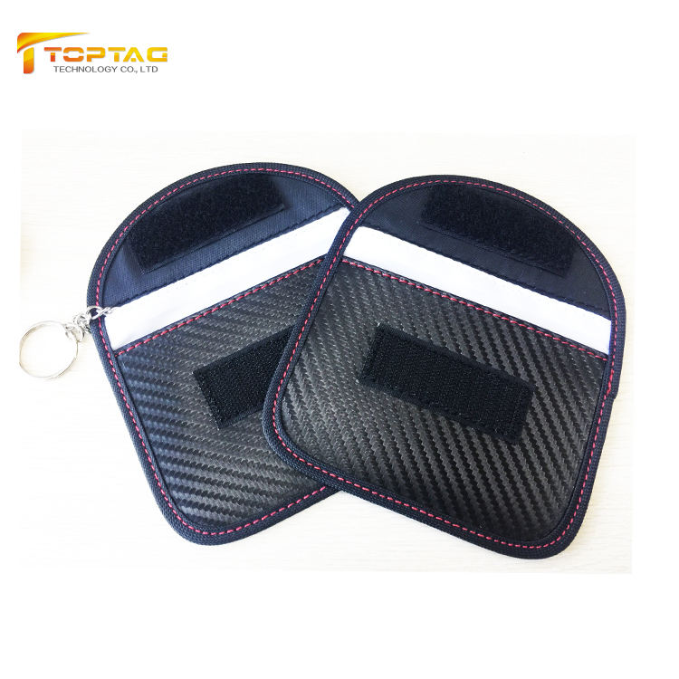 Carbon Fiber Look Jammer Car Key Signal Block Case Pouch Bag