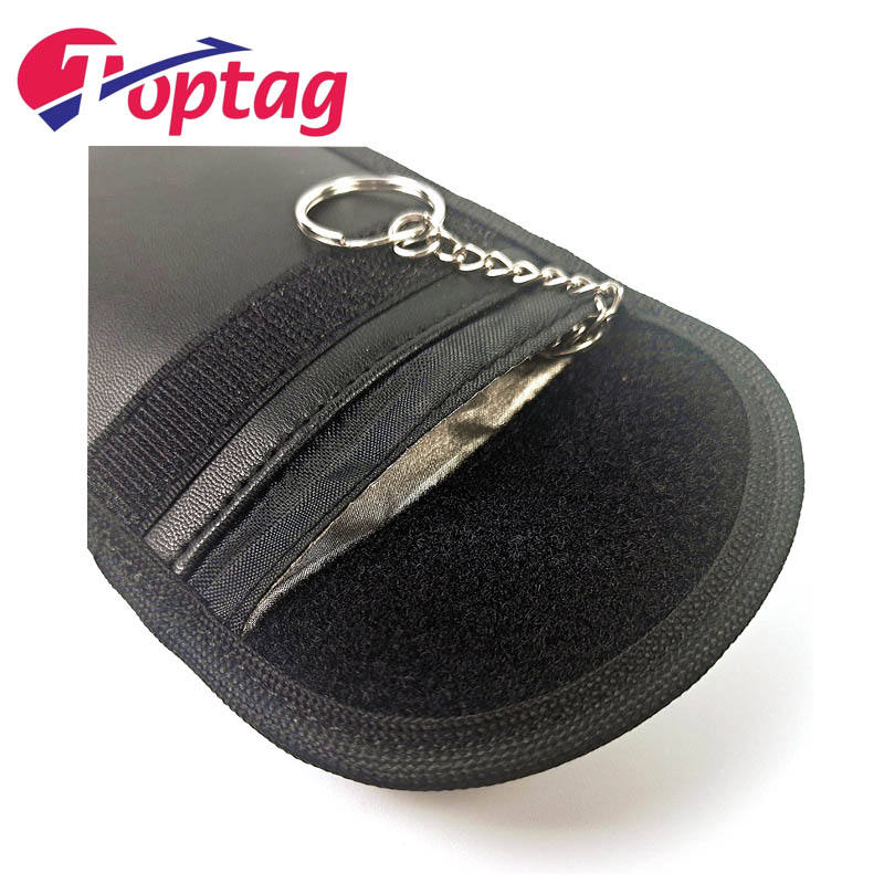 Hot Selling RFID Blocking Car Key Case Faraday Key Fob Protector Key Fob Signal Blocking Pouch bag with Key Chain